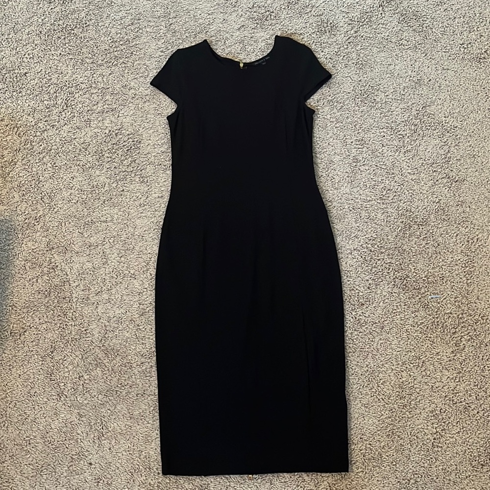 Black cap sleeve dress